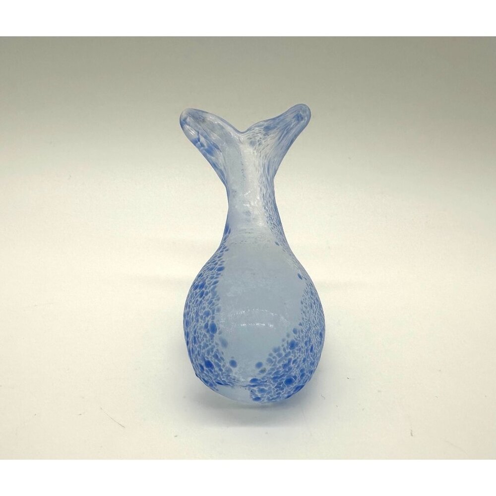Blue Whale Art Glass Frosted Speckle Figurine Handmade Sea Beach Nautical Statue - Picture 3 of 10